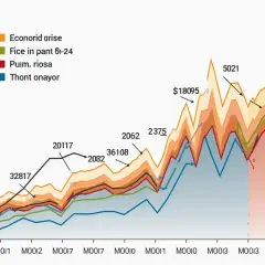 Wykres cen mieszkań przez 30 lat. Widać wzrosty i spadki, z kulminacją w 20072 i $1.577.