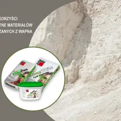 Odkryj zdrowe materiały budowlane z wapna. Na zdjęciu opakowania tynków wapiennych Klima Fino i Klima White.
