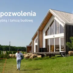 Nowoczesny dom z drewna, otoczony zielenią i owcami. Idealne miejsce, by skąd wziąć powierzchnię użytkową budynku i stworzyć swój azyl.