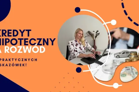 Kredyt hipoteczny a rozwód: praktyczne wskazówki. Kobieta pracuje przy laptopie, obok monety, samochód i dom.