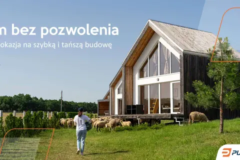 Nowoczesny dom z drewna, otoczony zielenią i owcami. Idealne miejsce, by skąd wziąć powierzchnię użytkową budynku i stworzyć swój azyl.