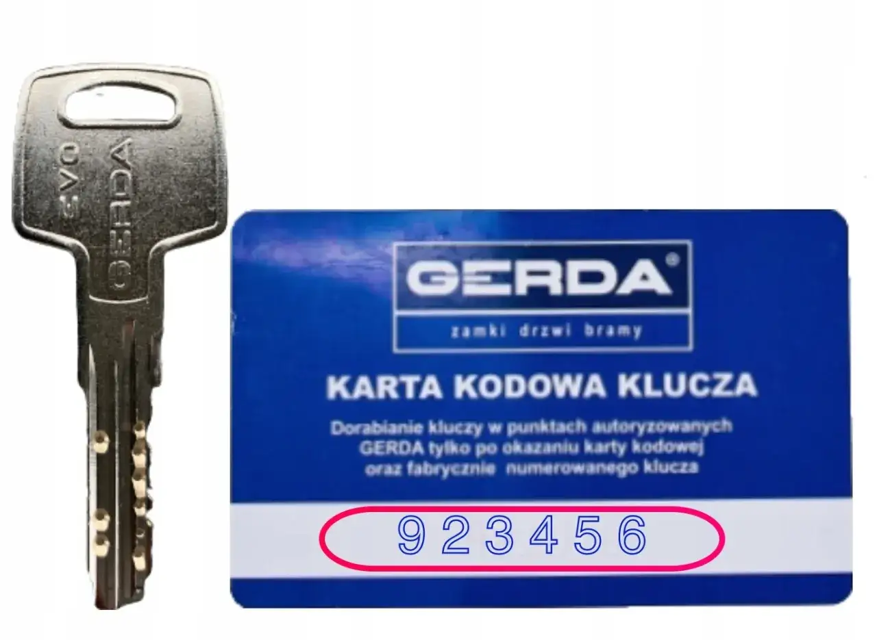 Karta kodowa klucza Gerda i klucz. Dowiedz się, ile kosztuje dorobienie klucza do mieszkania, gdy masz kartę kodową.